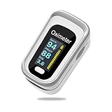 MOMMED Pulsoximeter, Sauerstoffsättigung Messgerät Finger, SpO2 Fingeroximeter misst Sauerstoffsättigung Pulsfrequenz, Oximeter mit OLED-Display und Alarm-Funktion, Batterie-Betrieb