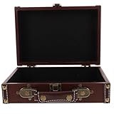 PAMINGONO Tragbare Vintage Aufbewahrungsbox Kleine Rustikale Schatztruhe mit Griff Dekorative Retro Holzkiste für Schmuck Erinnerungen und Wohnaccessoires