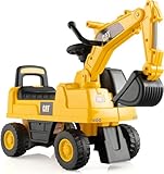 DREAMADE Sitzbagger, Bagger mit Lenkbarer Schaufel & Hupe, Rutschauto mit Stauraum unter Sitz, Aufsitzbagger mit Anti-Rutsch-Räder & Anti-Rollover-Vorrichtung für 1-3 Jahre (Bagger)