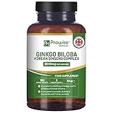 Ginkgo Biloba und koreanischer Ginseng Tabletten 8000 mg 180 vegane Tabletten | Ginkgo 6000 mg & Koreanische Ginsengwurzel 2000 mg | Großbritannien Hergestellt von Prowise Healthcare