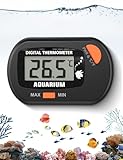 Aquarium Thermometer Kabellos, Mini Wasserthermometer Digital, digitales LCD-Wassertemperatur-Thermometer für Aquarium, Aquarium, Meeresreptilien, Terrarium (schwarz)