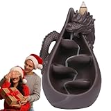 Dragon Backflow Weihrauchbrenner - Purple Clay Chinesischer Drache, chinesischer Kegelhalter Lila Sand | Heavy Duty Materialmontage Bravour Weihrauchbrenner Wasserfall Weihrauch Stecher Drag Statue