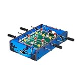 Relaxdays 10024099 Tischkicker, mit LED-Beleuchtung, Kinder & Erwachsene, 4 Spielstangen, inklusive 2 Bälle, Tischfußball, blau