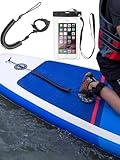 Surf SUP Board Leine,Kajak Paddel Leine,Anti-verschränkung Und Elastisch Dehnbar Surfboard Leash,Aufgerollte TPU Stand Up Paddle Board Fesselriemen Fußschlaufe, mit wasserdichte Handytasche