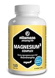 Magnesium Komplex hochdosiert, 350 mg elementares Magnesium mit 24h Depot-Effekt, 180 Tabletten vegan, Magnesium-Citrat-Carbonat-Oxid ohne Zusatzstoffe, Made in Germany