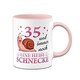 Geburtstagsgeschenk für Frauen - Tasse - 35 Jahre und immer noch eine heiße Schnecke - Lustiges Geschenk zum 35. Geburtstag - Kaffeetasse für Frau, Freundin, Kollegin (Rosa, 35)