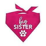 Hundehalstuch, Aufschrift 'Big Sister with Heart Paw Baby', Hot Pink, OS 86