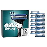 Gillette Mach3 Rasierklingen, 12 Ersatzklingen für Nassrasierer Herren mit 3-fach Klinge