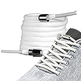 LaceHype - 2 Paar Premium Elastische Schnürsenkel mit Metallkapseln ohne binden - Set für 2 Paar Schuhe - mit Kapseln für Sneaker, Laufschuhe, Sporschuhe (Weiß)