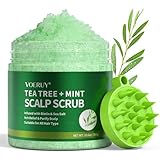 Kopfhautpeeling,Teebaum-Kopfhautpeeling-Shampoo, 2-in-1-Kopfhautbehandlung mit Minzöl, Haarbehandlung zur Klärung und Entfernung von Ablagerungen mit Silikon-Kopfhautmassagegerät, 10,6 oz/300 g