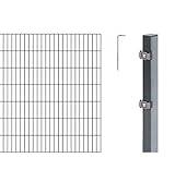 Alberts 653941 Doppelstabmattenzaun als 8 tlg. Zaun-Komplettset | verschiedene Längen und Höhen | anthrazit | Höhe 140 cm | Länge 6 m