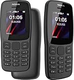 Nokia 106 All Carrier 4 GB Dual SIM 2018 Dunkelgrau mit LED-Taschenlampe – FM-Radio – Telefon mit großen Tasten