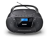 Karcher RR 5045 tragbares CD Radio (Boombox mit CD-Player, Kassette, UKW Radio, Netzbetrieb, USB & AUX-In) Schwarz