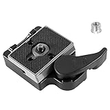 FAEFTY Schnellwechselplatte Klemme 1/4' Schraube für Manfrotto 200PL-14, Quick Release Plate Schnellwechselsystem mit 1/4'-3/8' Schraube Adapter für Kamera Stativ Kugelkopf