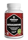 Astaxanthin Kapseln hochdosiert & vegan, 4 mg natürliches Astaxanthin Pulver aus der Blutregenalge, 90 Kapseln für 3 Monate, ohne Zusatzstoffe, Made in Germany