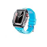 IOTUP Modifikationsset für Apple Watch Gehäuse, Band, 45 mm, 44 mm, Silikon-Metall-Schutzhülle für Apple Watch 8, 7, 6, 54 SE, Luxus-Armband, 44MM, Achat