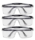HMH 3 x Schutzbrille für Brillenträger mit verstellbaren Bügeln Arbeitsschutzbrille schwarz Schutzbrillen für Labor in Universalgröße Sicherheitsbrille zertifiziert