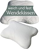 Traumreiter Kopfkissen für Seitenschläfer und Bauchschläfer, Wendbares Schmetterlingskissen mit 2 Härtegrade, Bauchschläferkissen Seitenschläferkissen orthopädisches Nackenschmerzen Kissen