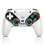 RGB Wireless Controller für PS5, Kompatibel mit PS5 Pro/Slim/PCs, Bluetooth Gamepad mit Rückenpaddel, 6-Achsen-Sensor, Dual-Vibration, 6-Achsen-Sensor, Turbo, Makro, 3,5mm Audio-Jack & Lautsprecher