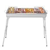 LEADZM Holzkohlegrill, Edelstahl Camping Klappgrill,70x31x71cm Außen, Terrasse, Camping, Grillparty, 5-10 Personen Verwendung