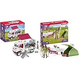 SCHLEICH 42439 Horse Club Mobile Tierärztin mit Hannoveraner Fohlen & 42533 Horse Club Sarahs Campingausflug, 23 Teile Spielset Pferde Figur