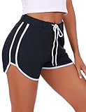 hpoaf Damen Sommer Athletic Shorts Baumwolle Bequeme Lounge Shorts Kordelzug Workout Laufshorts, Marineblau #2, XX-Large