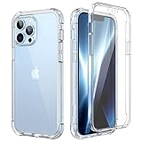 SURTICH 2021 Handyhülle für iPhone 13 Pro Max Hülle(6.7'),Clear Case Silikon Eingebauter Displayschutz,Stoßfester 360 Grad Hartschale Klar Keine Vergilbungen - Transparent