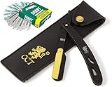 Das Cambridge Cut Throat ™ Barber-Rasiermesser für eine tadellose Rasur – Swing-Lock-Rasiermesser mit Derby-Rasierklingen und Leder-Reisetasche - Geschenke für Männer – Pflegeset-Geschenk für Herren