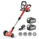 Taskstar Fugenreiniger Elektrisch Profi Edition mit 2x 4000mAh Akku, 3 Stahlbürsten&1 Nylonbürste，Führungsrolle, wasserdichter Teleskopgriff, Akku Fugenreiniger für Terrassenplatten, Pflastersteine, G