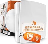 MEISTERBAU [Das Original - Badlüfter mit Feuchtigkeitssensor & Nachlauf [Made in Europe] - Leiser Lüfter 100mm Durchmesser - mit Nachlauf - Effizienter Abluftventilator - Bad & Dusche