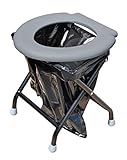 24ocean Mobile Klapptoilette Set Grau WC Klo Camping, Gestell Schwarz, 30 Einweg Beutel