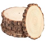 Beutrain 6 Stücke Holzscheiben, Ø18-20cm,Baumscheiben 15mm Dicke,Ohne Loch Runde Holzscheibe Untersetzer Holz Log,Naturholz für DIY Basteln Hochzeit,Weihnachtsdeko Untersetzer & Tischdeko