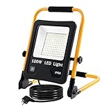 NAIZY LED Baustrahler Arbeitsleuchte 100W 8500LM LED Fluter Floodlight mit 3M Kabel und Wasserdicht IP66 für Innen-und Außenbereich Baustelle Garage - 100W Kaltweiß