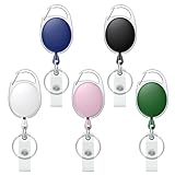 Uniclife 5 Pack einziehbare Badge Reel für Ausweishalter Heavy Duty einziehbare Schlüsselanhänger starke bunte ABS-Gehäuse mit Edelstahl-Feder-Spule 60 cm Nylon Karabiner und Schlüsselring, 5 Farben