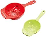 KitchenCraft Healty Eating Plastic Mini Colander Set, enthält ein 1 cm (4') und ein 8 cm (3¼') Sieb - Rot/Grün (2er Pack)