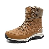 NORTIV 8 Damen Winterstiefel Warm Gefütterte Schneestiefel Winterschuhe Winter Schuhe Kurzschaft Stiefel Boots Outdoor Trekking Wanderschuhe TAN Größe 41 (EUR) SNSB223W-E