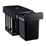 Relaxdays Einbaumülleimer 2-fach, ausziehbarer Küchenmülleimer für Unterschrank, 2x8 Liter, 35,5 x 25 x 47 cm, schwarz