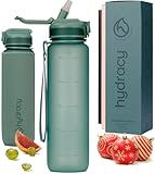 Hydracy Trinkflasche mit Strohhalm und Zeitmarkierung - 1L Wasserflasche - BPA-freie Trinkflasche - Auslaufsichere Sportflasche - Kondensationsfrei für Sport und Outdoor