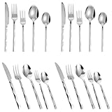 Eyoulife 20 Teiliges Steakbesteck für 4 Personen Edelstahl Besteck Set mit Messer Gabel Löffel Hochglanzpoliert für Steak Pizza Westliches Essen Dessert Spülmaschinenfest