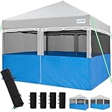 2-in-1-Pop-up-Überdachungszelt 10'x10' mit Seitenwänden, abgeschirmtes Pavillondach für eine Person, 4 große Netzfenster mit Fensterabdeckung für Camping, Garten und Outdoor