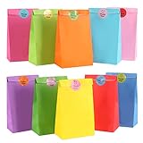 Papiertüten Bonbon Geschenktüten, 20 Stück Bunte Kraftpapier Goodies Geschenktüten mit 20 Stickern zum Verpacken von Geschenken, DIY, Hochzeit, Kindergeburtstag, Weihnachten Osterfeiern