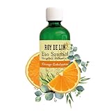 ROY DE LIN BIO SAUNAÖL hergestellt in Österreich - Ätherisches Orangen- und Eukalyptusöl - 100% Inhaltsstoffe aus biologischem Anbau - Sauna Aufguss, Raum-Diffusor, Aromatherapie und Luftbefeuchter