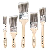 5 Stück Holz Lasurpinselset, Hochwertiger Flachpinsel Malerpinsel Set, Tools Lackpinsel Pinselsatz Streichen für Präzise Malerarbeiten, Lasurpinsel für alle Untergründe (25.4mm/38mm/50.8mm/63.5mm)