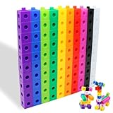 NICEIN®Steckwürfel Set - 100 Stück Mathematik Würfel mit Aufbewahrungstasche | Puzzle Blocks,Lernwürfel,Kreativ-Bauset Bausteine | Rechenhilfen&Lerngeschenk für Mädchen und Jungen ab 3 Jahren (100pcs)