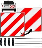 WISCRAFTER Warntafel für Italien Spanien und Portugal Fahrradträger,3 In 1 Alu Reflektierend Warnschild(50 x 50 cm) mit 4X Spannseile,Zertifizierte für Fahrradträger Heckträger & Auto Wohnmobil