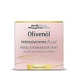 OLIVENÖL INTENSIVCREME ROSÉ TAGESCREME 50ml, strafft und reduziert Falten, mit feinen Rosé-Pigmenten eine frische Ausstrahlung, verwöhnt mit dem zart-cremigen Duft der Rose