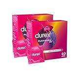 Durex Pleasure Me Kondome – Mit Noppen & Rippen, anatomischer Easy-On-Form & mit viel Silikongleitgel befeuchtet – 80er Pack (2 x 40 Stück)