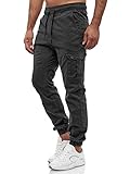 Tazzio Herren Cargo Chino Regular Fit Jogger Cargo harrem Chino Jeans Hose 16610, M, Anthrazit