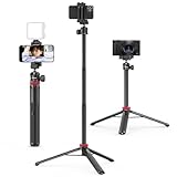 ULANZI MT-44 Handy Kamera Stativ 147cm 2in1 Selfie Stick Fernbedienung, 360° Kugelkopf, Cold Shoe Handyhalterung, 1/4' Gewinde Kompakt Reisestativ Dreibein Tripod für DSLR-Kameras Canon Samsung iPhone