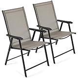 Yaheetech 2er Set Gartenstühle, Hochlehner Klappstühle Terrassenstühle mit Rückenlehne & Armlehnen, Klappbare Outdoor-Stühle Essstühle bis 150 kg Belastbar Braun